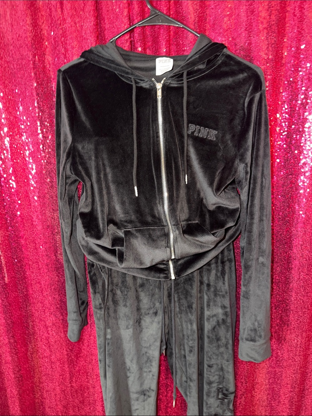 PINK Victoria's Secret Black Velour Set